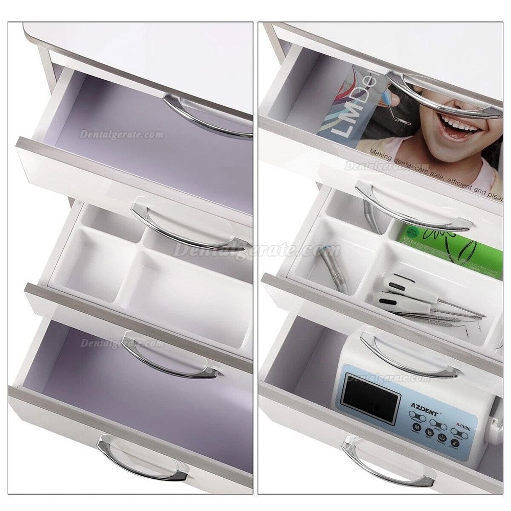 Dentech G15 dental schrankwagen, instrumentenwagen zahnarzt mit 3 schubladen